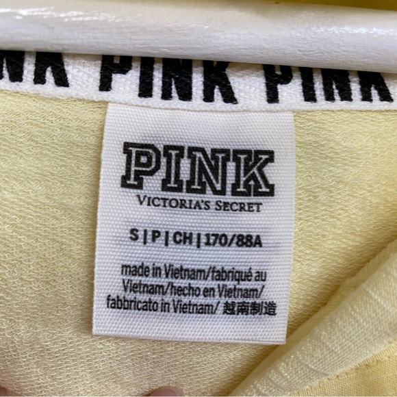 NWOT VS PINK Size Small Yellow Hoodie Oversized and Baggy Shirt Top - Picture 7 of 8